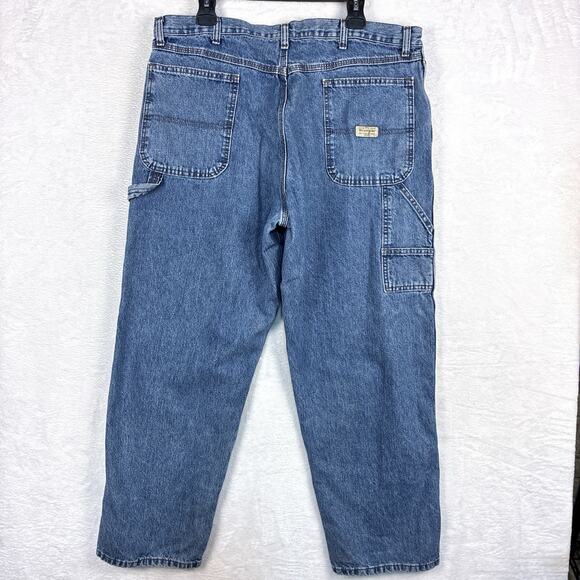 VTG Wrangler Mens 38x30 Blue Carpenter Baggy Loose 90s Y2K Grunge Denim Jeans - Picture 4 of 11